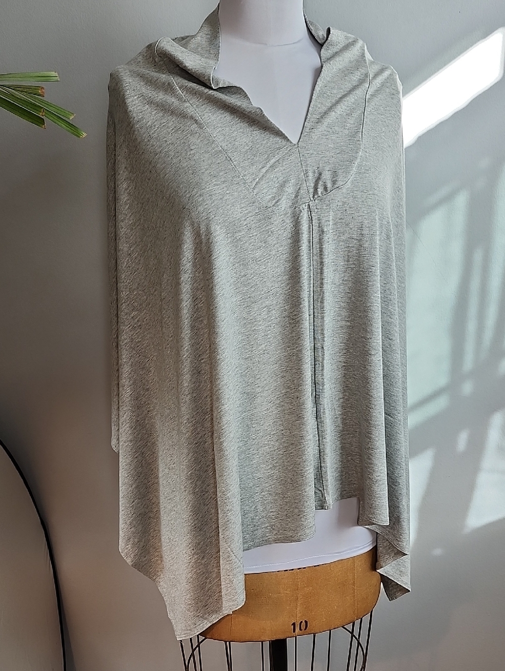 Shine New York Heather Light Gray Poncho Top OS